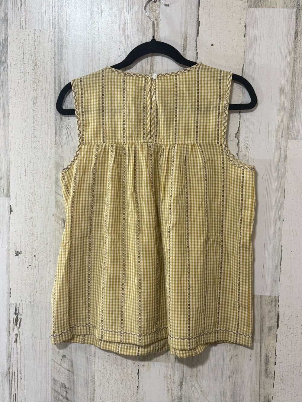 Max Studio Yellow Gingham Sleeveless Cotton Top - Picture 7 of 11